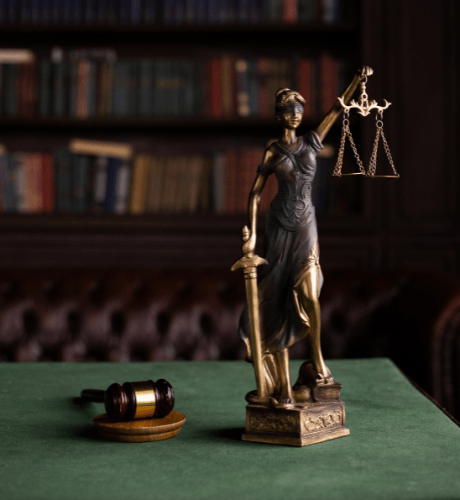 lady justice figurine in law office