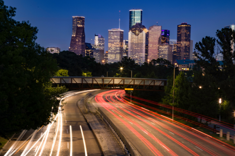 Traffic in Houston at Night